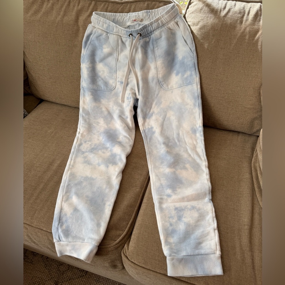 Faherty Blue Tie Dye Bells Soft Cotton Terry Jogger Sweatpants Size S